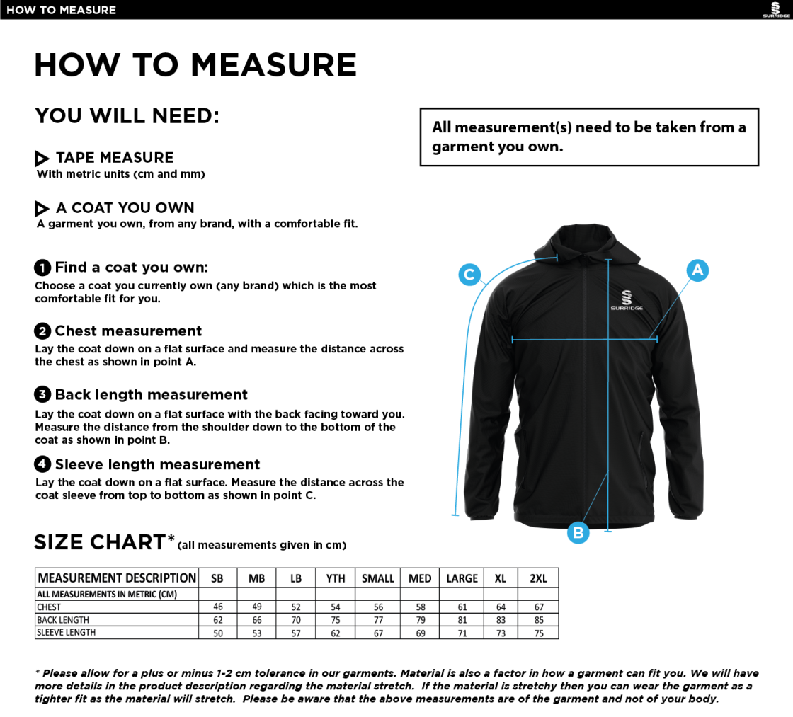 GLASTONBURY CC Dual Elite 1/4 Zip Hoody / Rain Jacket : Navy - Size Guide