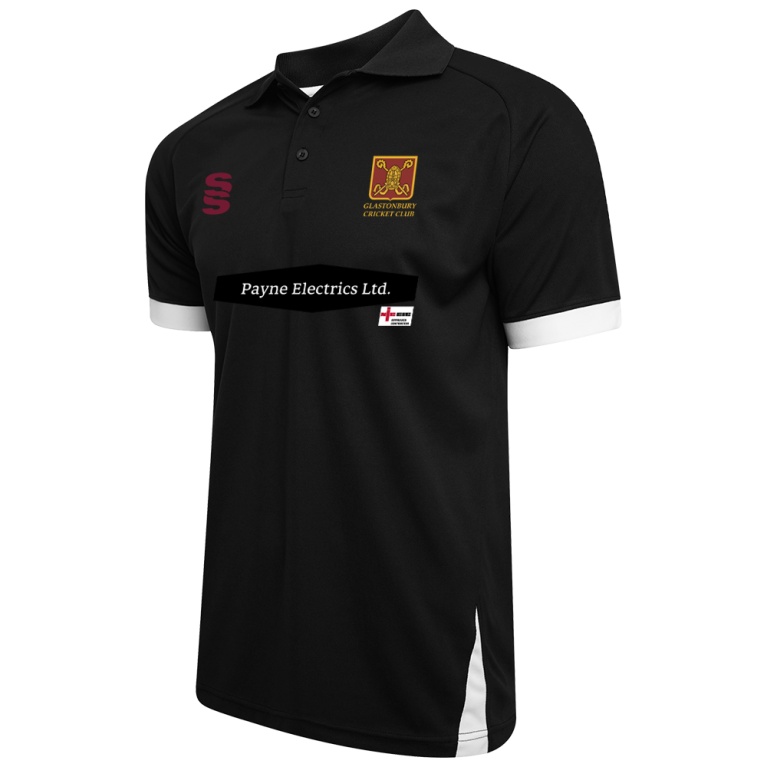 glastonbury cc Fuse Polo Shirt : Black /  White